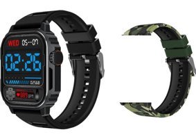Rabbit Store Watch Tank Pro Android 46 mm Silikon Kordon Kare Erkek Akıllı Saat Siyah