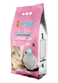 Petfan Bebek Pudrası Kokulu Topaklanan İnce Taneli Bentonit Kedi Kumu 5 lt