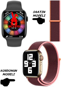 Bunnys Watch 8 Android GPS 45 mm Silikon Kordon Kare Unisex Akıllı Saat Turuncu - Sarı