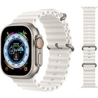 Bunnys Watch 8 Android GPS 49 mm Silikon Kordon Kare Unisex Akıllı Saat Beyaz
