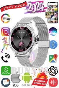 Bunnys HK27 Android 45 mm Metal Kordon Yuvarlak Kadın Akıllı Saat Gümüş