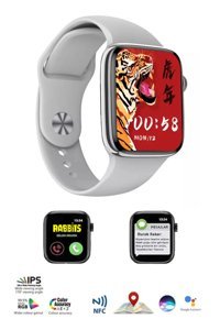 Bunnys DT No 1 Android GPS 44 mm Silikon Kordon Kare Erkek Sim Kartlı Akıllı Saat Gümüş