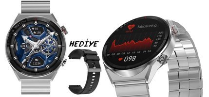 Rabbit Store DT3 Mate 1 Android GPS 42 mm Metal Kordon Yuvarlak Erkek Akıllı Saat Koyu Gri