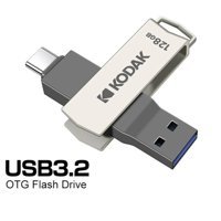 Kodak K273 Çift Taraflı USB 3.2 Type C 128 GB Flash Bellek Gri