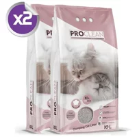 Proclean Bebek Pudrası Kokulu Topaklanan İnce Taneli Bentonit Kedi Kumu 2x10 lt