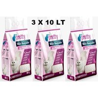 Pet Pretty Bebek Pudrası Kokulu Topaklanan İnce Taneli Bentonit Kedi Kumu 3x10 lt