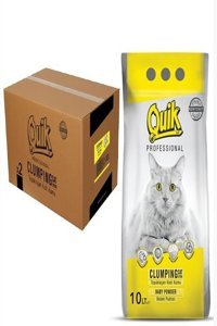 Quik Pudra Kokulu Topaklanan İnce Taneli Bentonit Kedi Kumu 2x10 lt