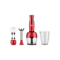 Fakir Lucca 500 ml Plastik Hazneli Turbolu Çift Bıçaklı 4'lü Blender Seti Kırmızı