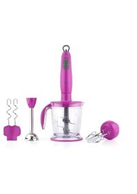 King Foodie 1700 ml Plastik Hazneli Turbolu 4 Bıçaklı 7'li Blender Seti Mor