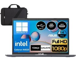 Asus Vivobook 14 X415MA-EK385W6 Harici Intel UHD Graphics Intel Celeron N4020 4 GB Ram 512 GB SSD 14 inç Full HD Windows 11 Home Laptop + Çanta