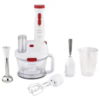 King Blendx 1500 ml Plastik Hazneli Turbolu 4 Bıçaklı Blender Seti Beyaz-Kırmızı