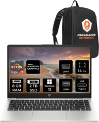 HP 245 G10 8A552EA Harici AMD Radeon Graphics AMD Ryzen 7 7730U 8 GB Ram 2 + 2 TB SSD 14 inç HD Windows 11 Home Laptop + PER4 Çanta