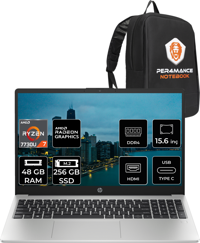 HP 255 G10 8A548EA Harici AMD Radeon Graphics AMD Ryzen 7 7730U 48 GB Ram 256 GB SSD 15.6 inç Full HD FreeDos Laptop + PER4 Çanta