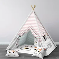 Tugu Home Baby 62 Üçgen Kızılderili Erkek Kedili Oyun Çadırı Pembe