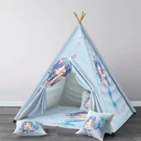 Tugu Home Baby 249 Üçgen Kızılderili Kız Deniz Kızlı Oyun Çadırı Mavi