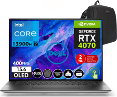 Dell XPS 15 9530 XPS95301600WP08 Harici GeForce RTX 4070 Intel Core i9 13900H 64 GB DDR5 Ram 4 TB SSD 15.6 inç Full HD FreeDos Dokunmatik Laptop + Zetta Çanta