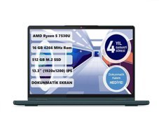 Lenovo Yoga 6 13ABR8 83B2008FTX Harici AMD Radeon RX Vega 7 AMD Ryzen 5 7530U 16 GB Ram 512 GB SSD 13.3 inç Full HD FreeDos Dokunmatik 2'si 1 Arada Laptop