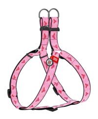 Waudog Wonder Woman Desenli W 28-40 cm L İsimli Makaralı Ayarlanabilir Göğüs Köpek Tasmaları Pembe