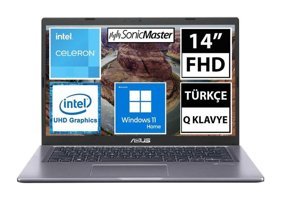 Asus Vivobook 14 X415MA-EK385W01 Harici Intel UHD Graphics Intel Celeron N4020 4 GB Ram 256 GB SSD 14 inç Full HD Windows 11 Home Laptop
