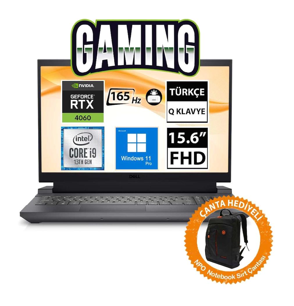 Dell Gaming G15 5530 G155530016U16 CNT017 Harici GeForce RTX 4060 Intel Core i9 13900HX 64 GB Ram 1 TB SSD 15.6 inç Full HD Windows 11 Pro Oyuncu Laptop