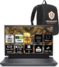 Dell Gaming G15 5530 G55302401017U Harici GeForce RTX 4060 Intel Core i9 13900HX 64 GB Ram 4 TB SSD 15.6 inç Full HD Windows 11 Pro Oyuncu Laptop + PER4 Çanta