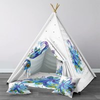 Instababyrooms 309 2-4 Yaş Üçgen Kızılderili Kız Çiçekli Oyun Çadırı Beyaz