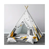 Instababyrooms 1367 2-4 Yaş Üçgen Kızılderili Unisex Kuşlu Oyun Çadırı Beyaz