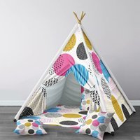 Instababyrooms 141 2-4 Yaş Üçgen Kızılderili Unisex Daireli Oyun Çadırı Beyaz