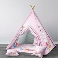 Instababyrooms 178 2-4 Yaş Üçgen Kızılderili Kız Çiçekli Kuğu Oyun Çadırı Pembe