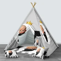 Het Concept 1472 Üçgen Kızılderili Erkek Baby Boss Oyun Çadırı Gri