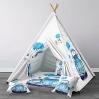 Instababyrooms 287 2-4 Yaş Üçgen Kızılderili Unisex Arabalar Oyun Çadırı Beyaz