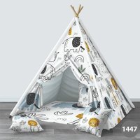 Instababyrooms 1448 2-4 Yaş Üçgen Kızılderili Unisex Filli Oyun Çadırı Beyaz