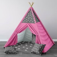 Tugu Home Baby 1397 Üçgen Kızılderili Kız Yıldızlar Oyun Çadırı Pembe