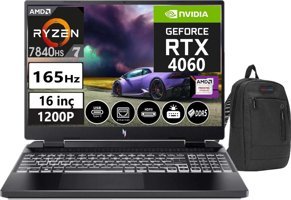 Acer Nitro 16 AN16-41 NHQLLEY00121 Harici GeForce RTX 4060 AMD Ryzen 7 7840HS 16 GB DDR5 Ram 2 + 2 TB SSD 16 inç Full HD Windows 11 Pro Oyuncu Laptop + Zetta Çanta