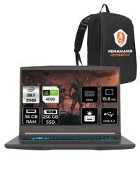 MSI Thin 15 12VE-1892XTR Harici GeForce RTX 4050 Intel Core i7 12650H 36 GB Ram 256 GB SSD 15.6 inç Full HD FreeDos Oyuncu Laptop + PER4 Çanta