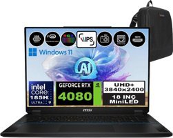MSI Stealth 18 AI STUDİO A1VHG035TRH06 Harici GeForce RTX 4080 Intel Core Ultra 9 185H 64 GB Ram 2 + 2 TB SSD 18 inç Full HD Windows 11 Home Oyuncu Laptop + Zetta Çanta