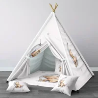 Tugu Home Baby 1399 Üçgen Kızılderili Kız Uyku Oyun Çadırı Beyaz