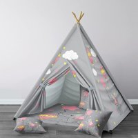 Instababyrooms 122 2-4 Yaş Üçgen Kızılderili Unisex Filli Oyun Çadırı Gri