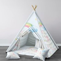 Instababyrooms 174 2-4 Yaş Üçgen Kızılderili Unisex Filli Oyun Çadırı Mavi