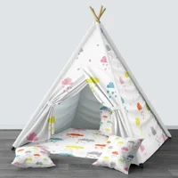 Tugu Home Baby 1486 3-9 Yaş Üçgen Kızılderili Kız Bulutlu Oyun Çadırı Beyaz