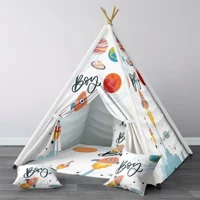 Tugu Home Baby 1355 3-9 Yaş Üçgen Kızılderili Erkek Gezegenler Oyun Çadırı Beyaz