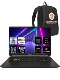 MSI Vector 16 A14VHG-497XTR Harici GeForce RTX 4080 Intel Core i9 14900HX 64 GB Ram 1 TB SSD 16 inç QHD+ FreeDos Oyuncu Laptop + PER4 Çanta