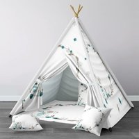 Instababyrooms 1417 2-4 Yaş Üçgen Kızılderili Kız Çiçekli Oyun Çadırı Beyaz