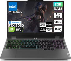 Lenovo LOQ 15IRX9 83DV00G5TR BT1 Harici GeForce RTX 3050 Intel Core i7 13650HX 8 GB Ram 1 TB SSD 15.6 inç Full HD Windows 11 Home Oyuncu Laptop