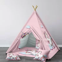 Tugu Home Baby 74 Üçgen Kızılderili Kız Unicorn Oyun Çadırı Pembe