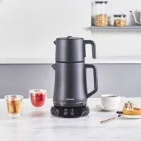 Homend 1775H Elegant Konuşan Otomatik Çelik Demlikli 1800 W Çelik Gövdeli Siyah Çay Makinesi