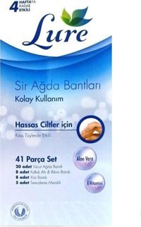 Lure Kısa Tüylerde Etkili Hassas Ciltler 41 Adet Tüm Vücut Ağda Bandı