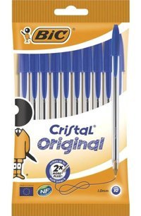 Bic Cristal Medium Plastik Tek Renkli 1.0 mm Mavi 10'lu Tükenmez Kalem