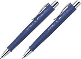 Faber-Castell Poly Ball Metal Tek Renkli Mavi 2'li Tükenmez Kalem