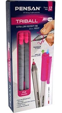 Pensan Triball Plastik Tek Renkli 1.0 mm Pembe 12'li Tükenmez Kalem